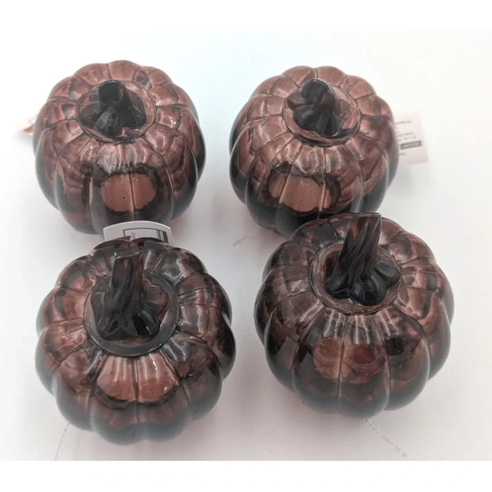 4 Target Bullseye Playground GLASS PUMPKINS Autumn Halloween Fall Thanksgiving